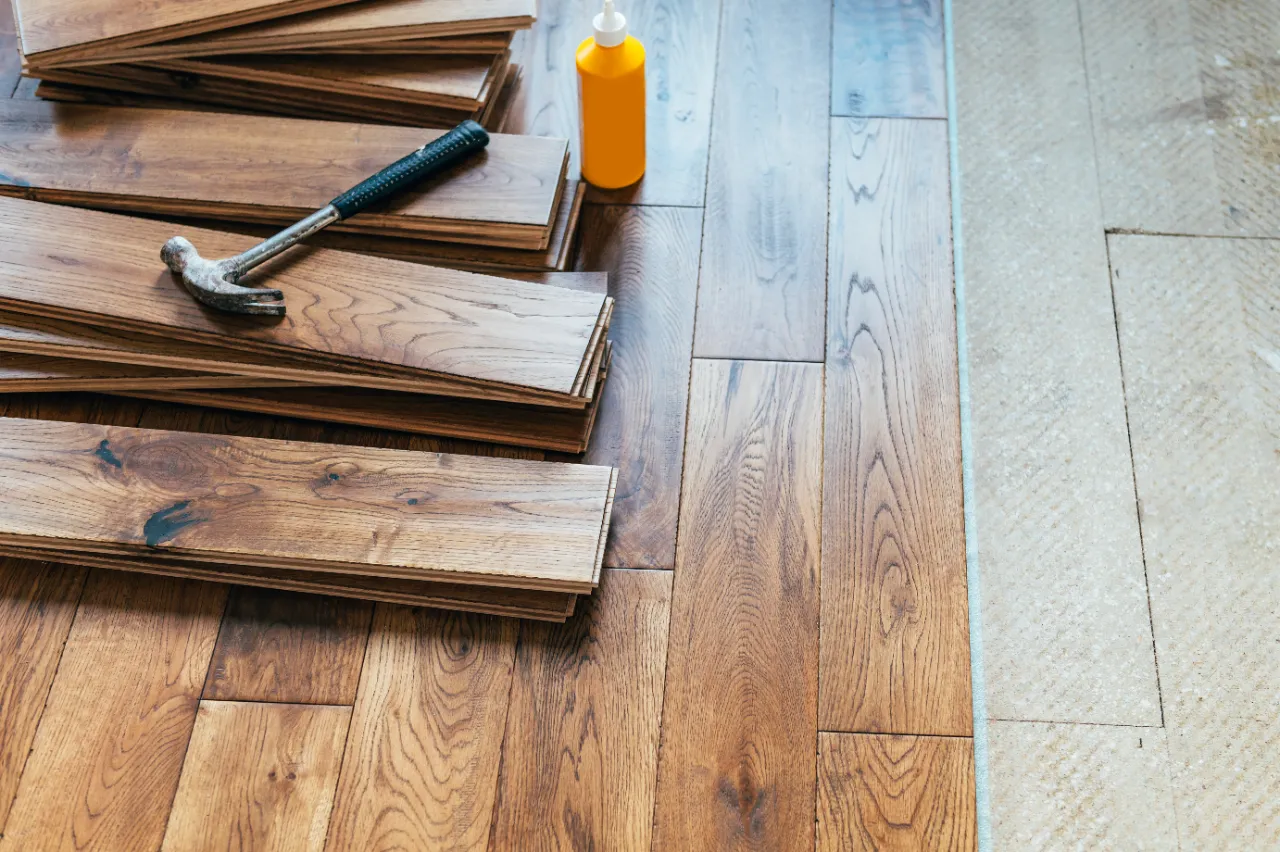 Wood flooring installation in a residential home in Connecticut